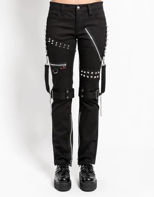 Black Buckles Studded Trousers