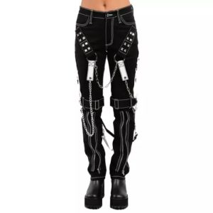 Double Stitched Chain Buckled Jeans