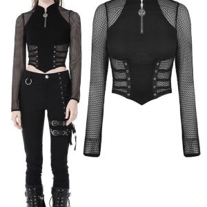 Black Netted Short Top