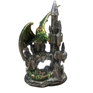 SACRED Green Silver Dragon Castle Ornament (14cm)