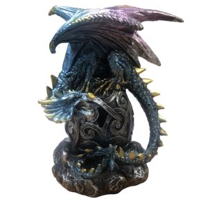 SACRED Dragon Skull Pink Sitting On Silver Egg Ornament (16cm)