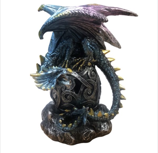 SACRED Dragon Skull Pink Sitting On Silver Egg Ornament (16cm)