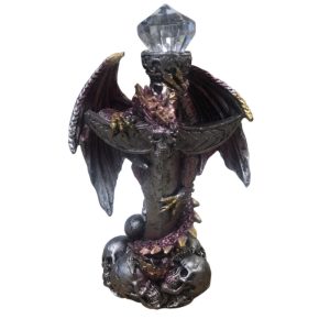 SACRED Crystal Top Red Silver Skull Dragon Ornament (17cm)